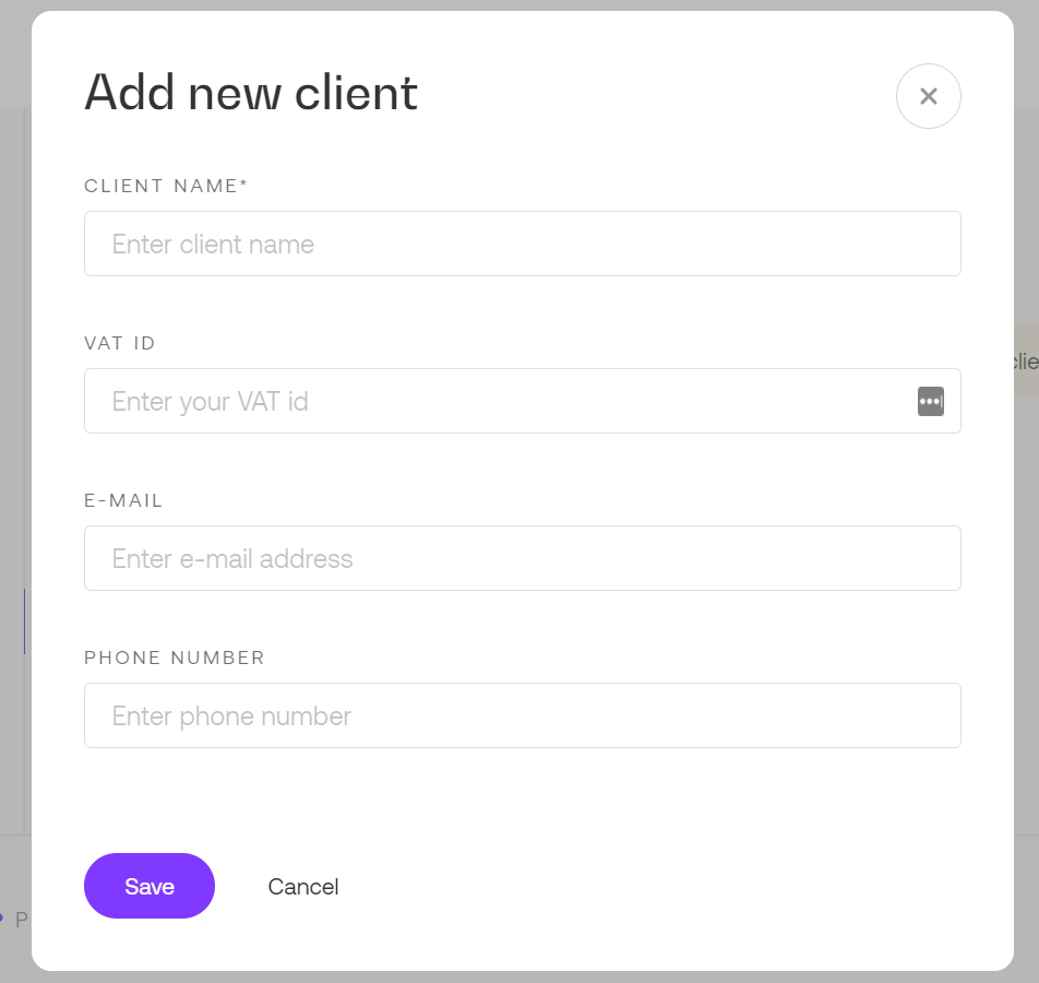 Add new client in Propoze