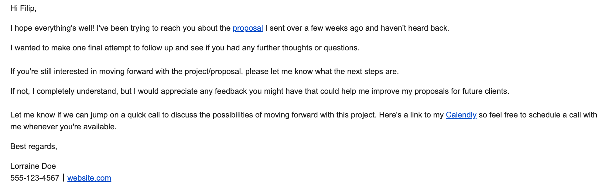 3rd email follow up example