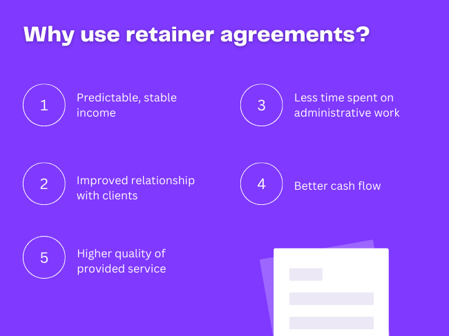 List of benefits of using monthly retainer agreements