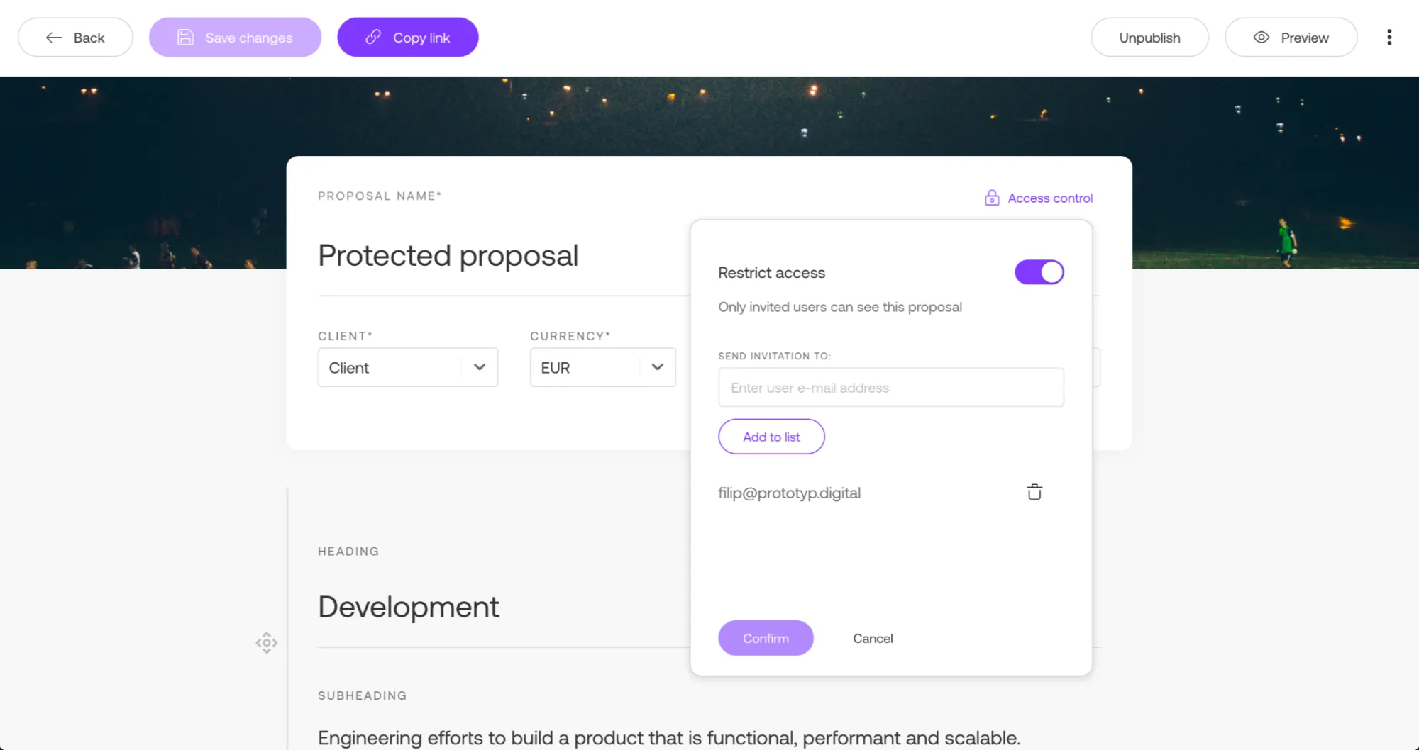 Propoze Plus feature - private proposals